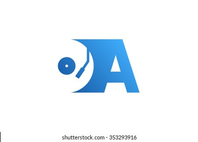 Letter A Logo, record vinyl logo design.