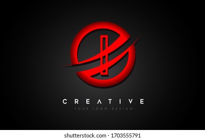 Letter Logo Red Circle Swoosh Design Stock Vector (Royalty Free ...