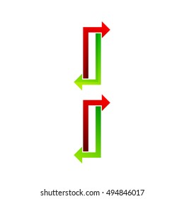 Letter i logo with Red and Green Arrow Forward Next Signs, Express Exchange Symbols, Transportation Export Import icons, Technology Digital Connection Trading concept for Corporate identity Business