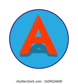 letter A logo in red with a round blue background. vector illusstration