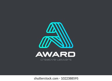 Letter A Logo ribbon design vector template Linear style. Business Technology Logotype concept icon.