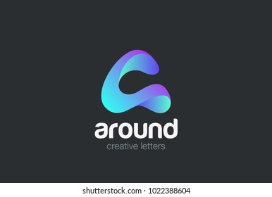 Letter A Logo ribbon design vector template. Friendly Technology Violet Logotype concept icon.