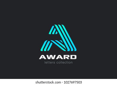 Letter A Logo ribbon design vector template. Business Technology Logotype concept icon.