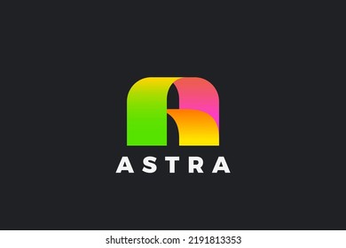 Letter A Logo Ribbon Design vector template. Monogram Logotype concept icon.