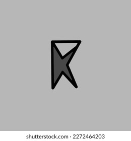 The letter logo rk kr is gray with black lines on a light gray background