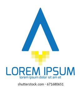 letter A logo. rocket launch logo concept. pixel logo template