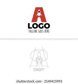 Letter A Logo With Rocket Negative Space And My Concept, Brand Identity, Children, Scale Up Bussines, Rocket Is A Vehicle That Is Used To Reach The Stars (success)