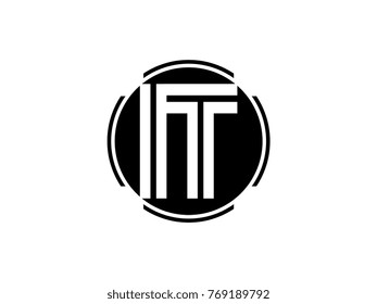IT letter logo round black