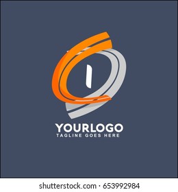 I Letter logo Runway Circle Icon Element Template Design Logo. Orange and grey road vector illustration. 