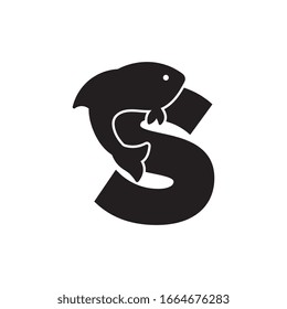 das Buchstabenlogo ist mit Fisch. Logo-Design