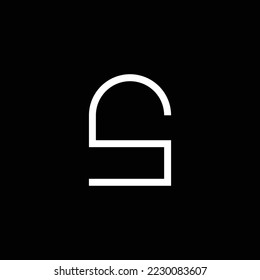 Logo de la letra S como logotipo de bloqueo negro y blanco