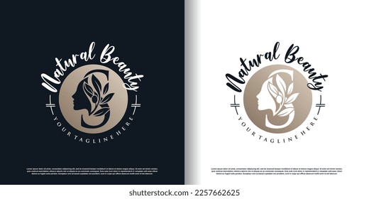 letter logo s with nature beauty concept design premium vector