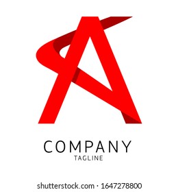 Logotipo de letra, logotipo de letra S rojo en formas triangulares. diseño plano, vector de logotipos 3D