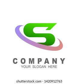 letter logo s with a simple look and company initials, swoosh icon, orbit logo