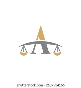 Letter A Logo With Scale of Justice Logo Icon 003