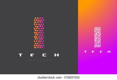 I Letter Logo Science Technology. Connected Dots Letter Design Vector with Points.