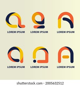 letter a logo set with circular font type