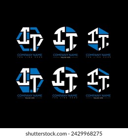 Conjunto de logotipo de la letra de IT design.IT monograma poligonal y vector de forma circular. Diseño único de TI.
