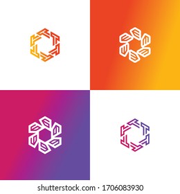 Logo-Set Hexagon Initial Logo-Design-Vektorillustration-Vorlage