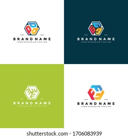 Letter Logo Set Hexagon Initial Logo design vector template