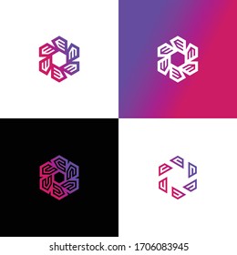 Logo-Set Hexagon Initial Logo-Design-Vektorillustration-Vorlage
