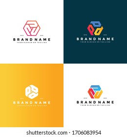 Letter Logo Set Hexagon Initial Logo design vector template