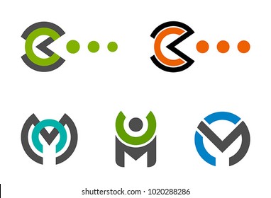 Letter logo set M C W on a white background