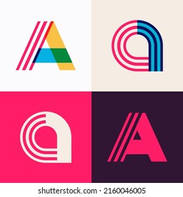 A letter logo set made of overlapping lines. Perfect for applique art, children design, vibrant advertising, mosaic packaging, pattern identity.