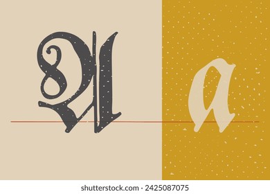 Letter A logo set. Medieval Polish blackletter calligraphy. 15th century Schwabacher Gothic type. Old German style font for fairy tale, premium newspaper headline, magic testament, heraldry manuscript