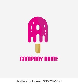 A letter logo in the shape of an appetizing Ice Cream Stick in pink. Suitable for culinary businesses, especially those related to desserts.