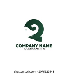 El logotipo de la letra A en forma de elefante; único y sencillo con geométrico