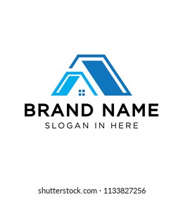 A letter logo shaped home roof. cool logo for real estate, roofing construction company. logo download