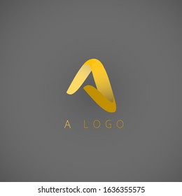 Letter logo A shaped vector folding Paper with gradations of orange