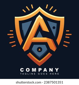 A letter logo with a shield, conveying protection and strength
