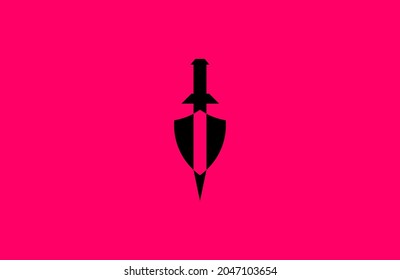 Letter I Logo Shield Sword Simple 