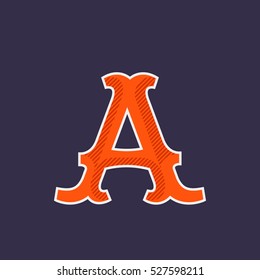Letter A logo. Simple and elegant font with diagonal line shadow. Vector vintage typography for your posters, club t-shirt, banner, etc.