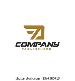 Letter A logo with simple Wings design element vector template.