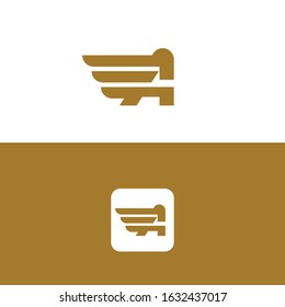 Letter A logo with simple Wings design element vector template