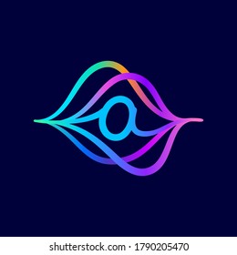 Logo de la letra A con flujo de ondas sonoras. Este tipo de letra es perfecto para una tecnología de audio, publicidad de una empresa multimedia, carteles dj, identidad musical, etc.