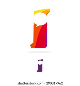 I letter logo, speech bubble negative space volume vector icon