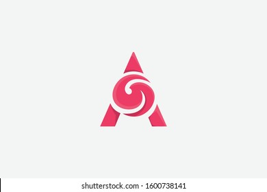 Letter A Logo and spiral. Vector icon template