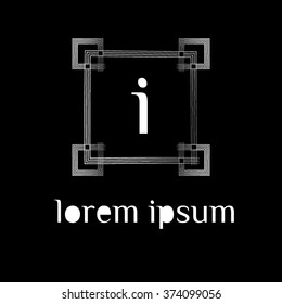 i letter logo with square border - vector (sign, symbol, icon, border)