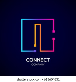 Letter I logo, Square shape, Colorful, Technology and digital abstract dot connection