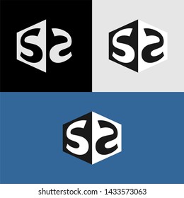 letter logo SS facing each other in hexagon