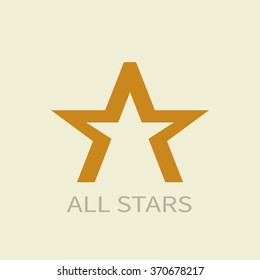 Letter A logo in a star shape icon design template element