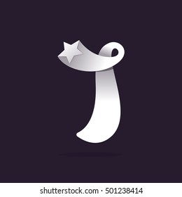 Letter I logo with star. Vector vintage elements for posters, t-shirts and cards.