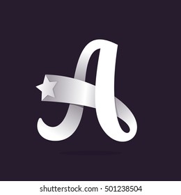 Letter A logo with star. Vector vintage elements for posters, t-shirts and cards.