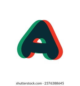 Letter A logo with stereo effect. Perfect to use in any disco labels, dj logos, electromusic posters, bright identity, etc.