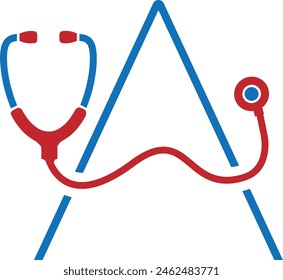 Letter A logo with Stethoscope logo design