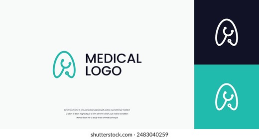 letter A logo with stethoscope icon medical healthcare logo